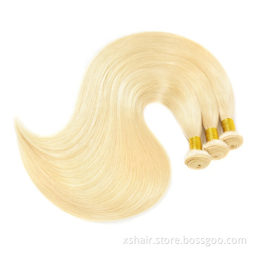 Blonde 613 virgin human hair bundles straight cuticle aligned raw 613 virgin human hair bundles with closure